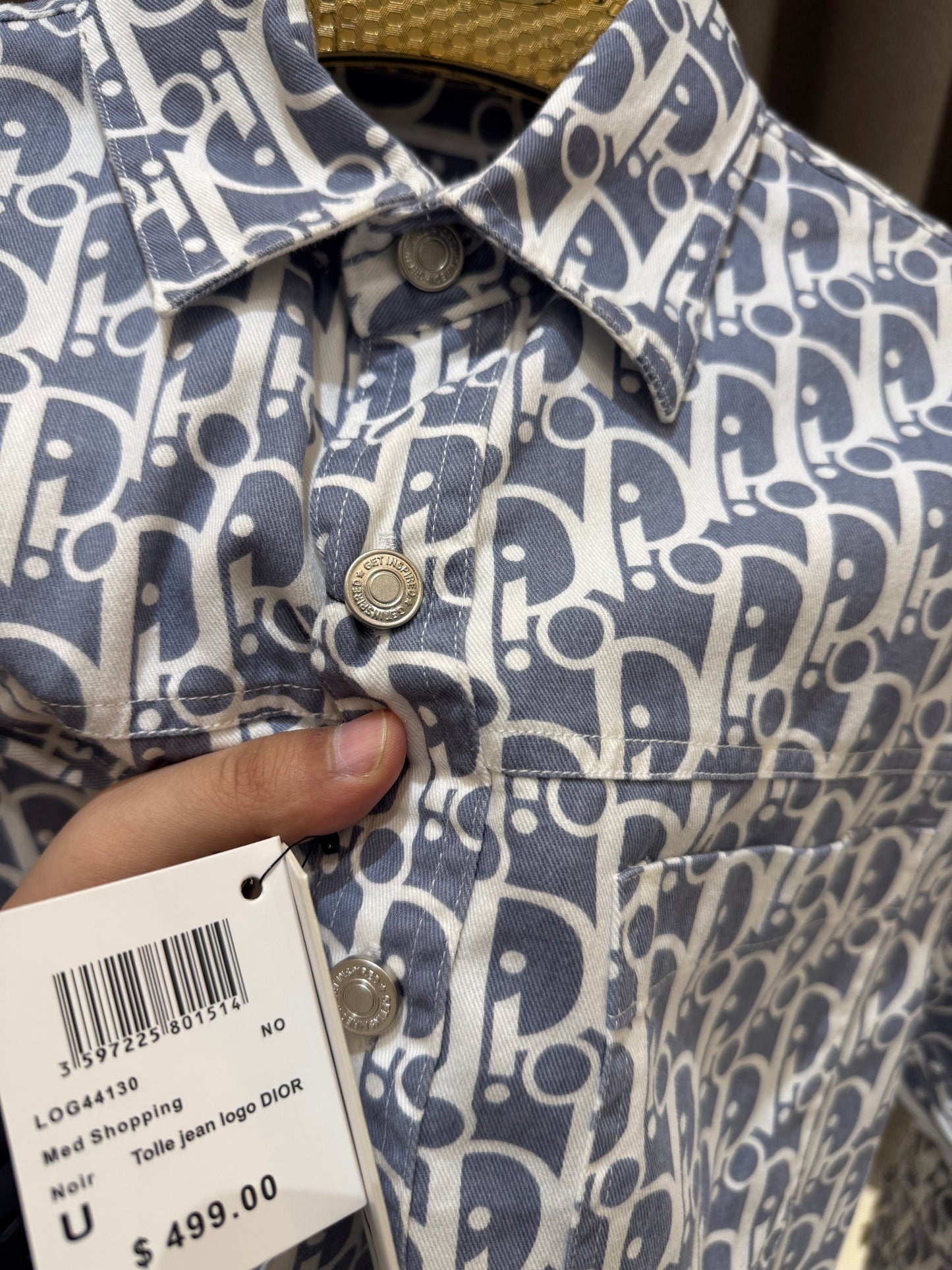 DIOR OBLIQUE IMPORTED GREY DENIM SHIRT