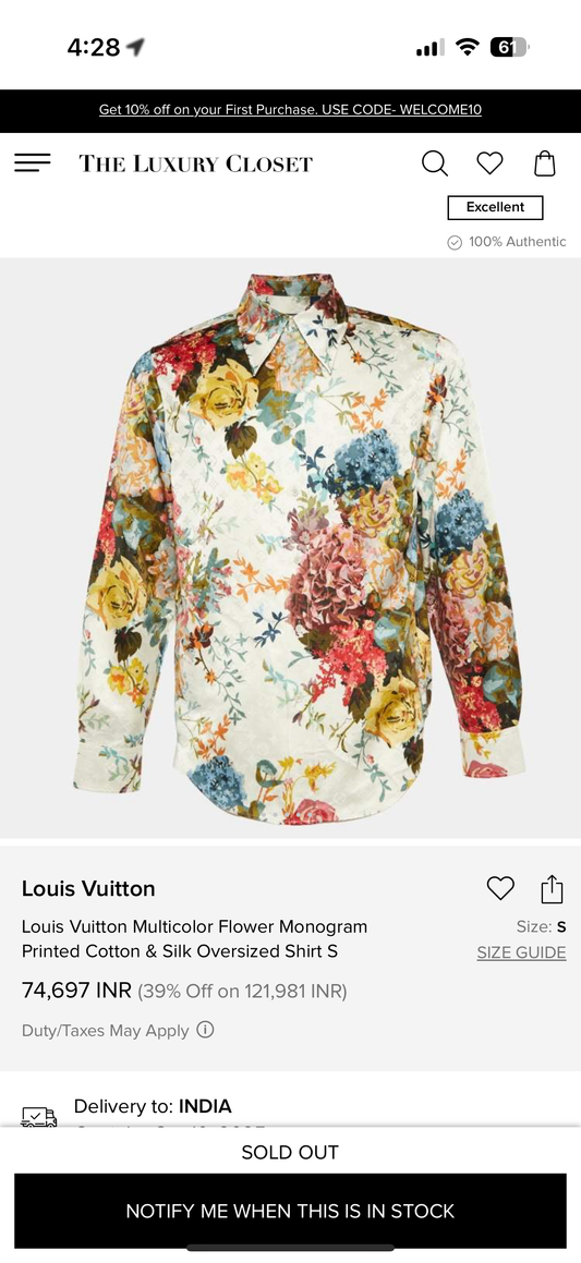 LOUIS VUITTION IMPORTED MONOGRAM FLORAL STORE SHIRT