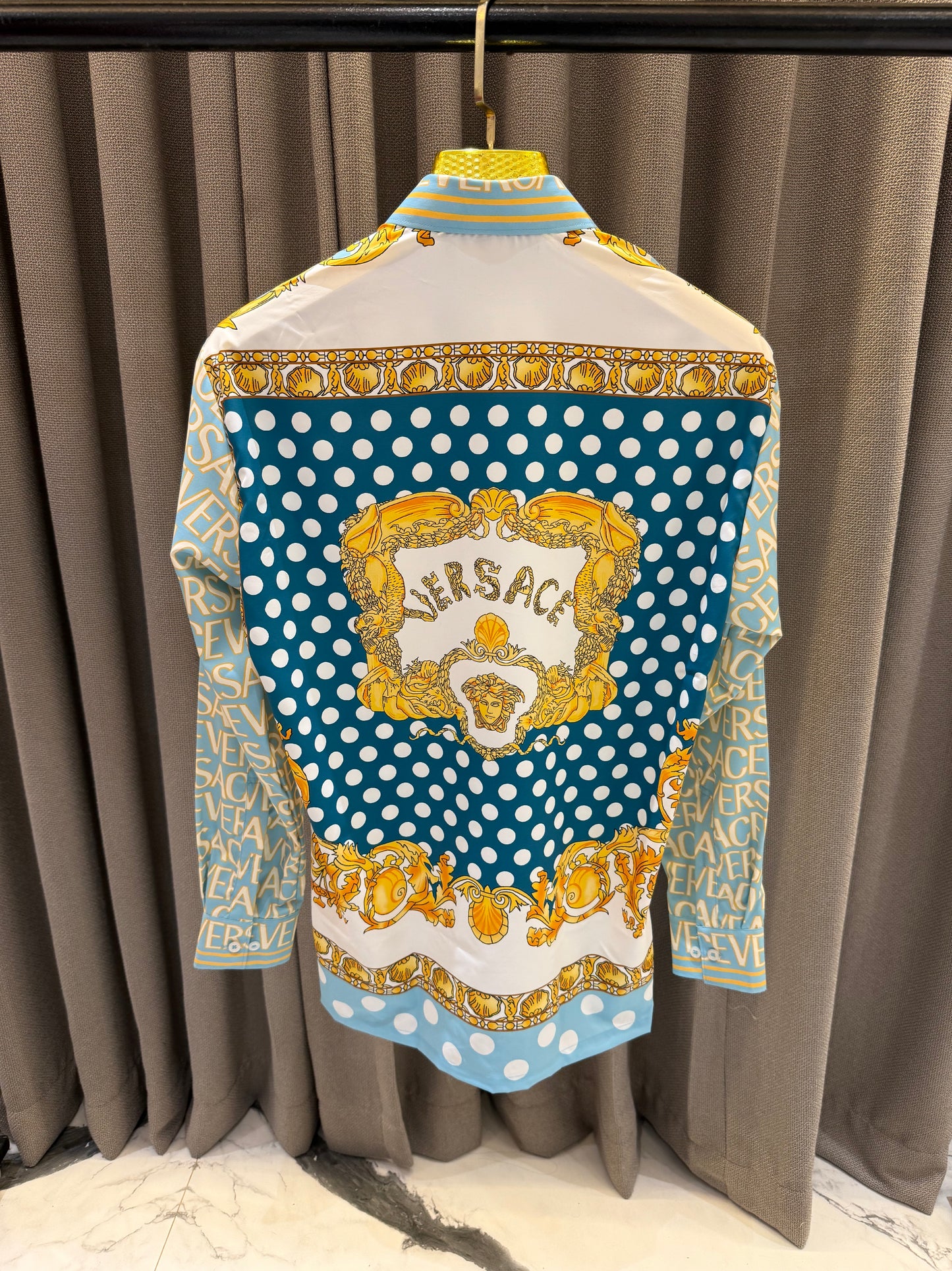 VERSACE BOROCCO IMPORTED BLUE MONOGRAM STORE ARTICLE SHIRT