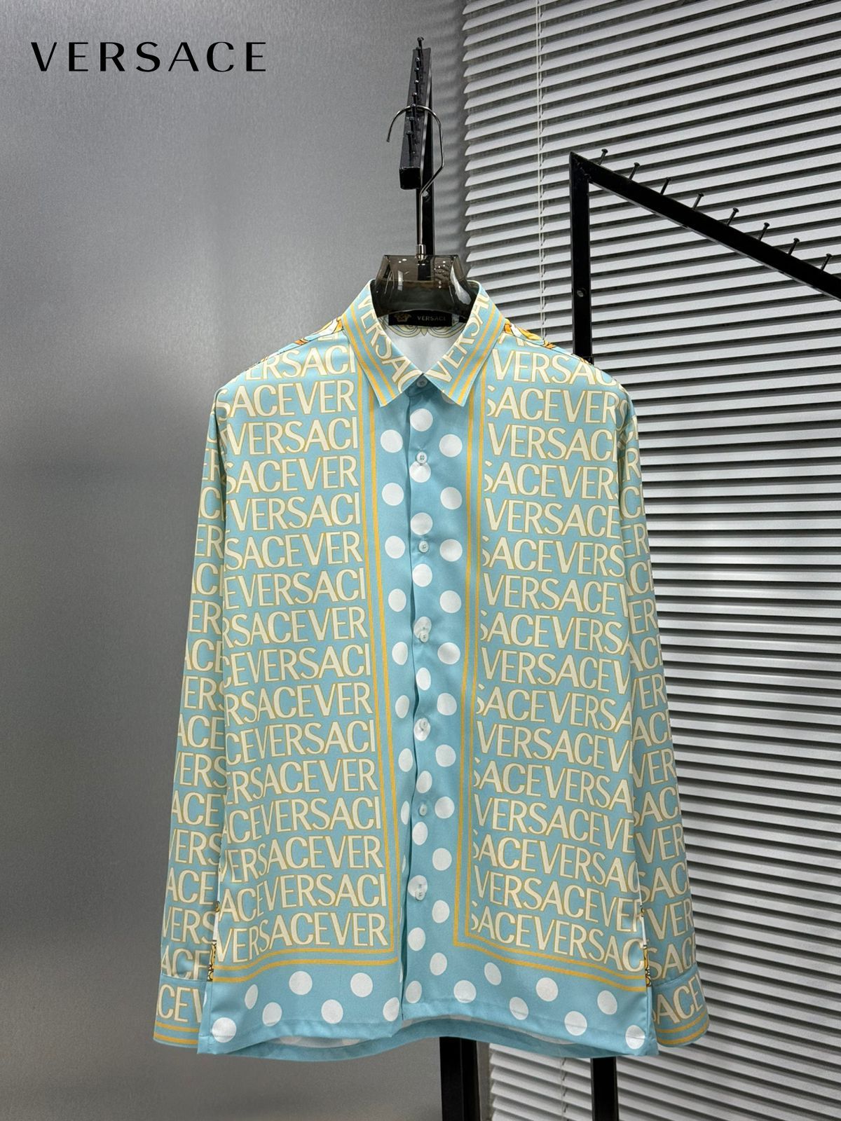VERSACE BOROCCO IMPORTED BLUE MONOGRAM STORE ARTICLE SHIRT