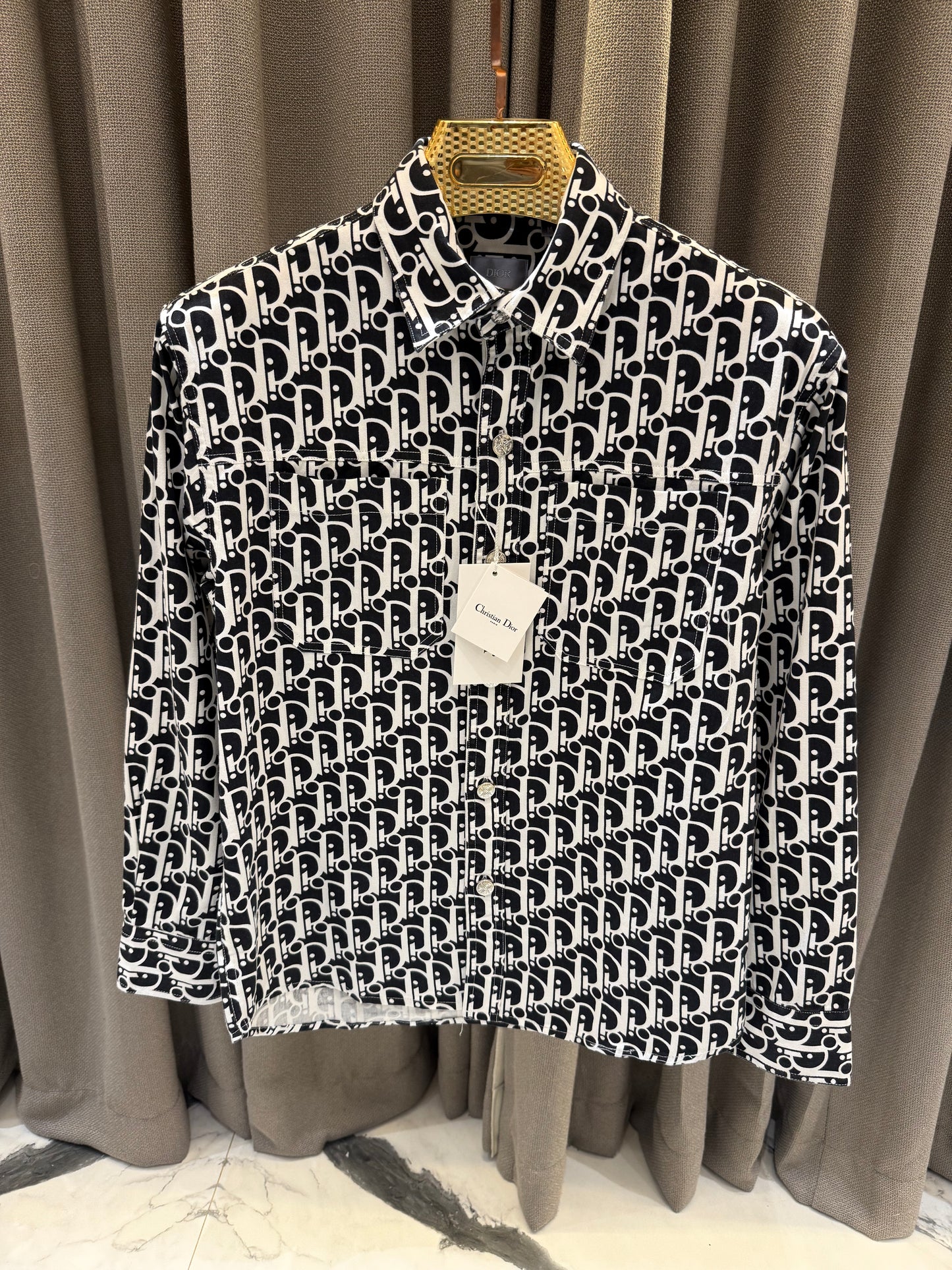 DIOR OBLIQUE IMPORTED BLACK SHIRT