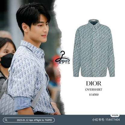 DIOR OBLIQUE IMPORTED SKY DENIM BLUE SHIRT