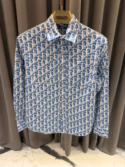 DIOR OBLIQUE IMPORTED SKY DENIM BLUE SHIRT