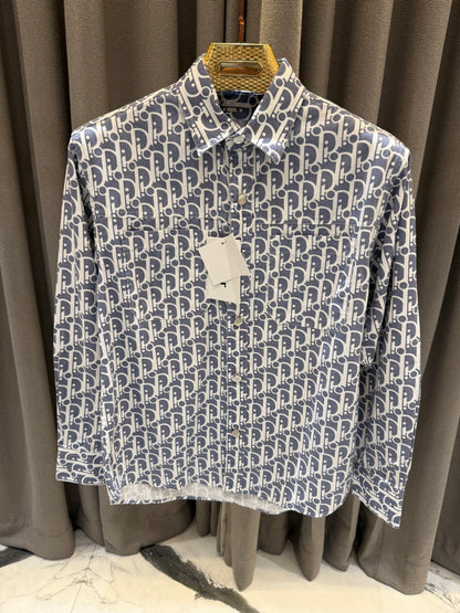 DIOR OBLIQUE IMPORTED GREY DENIM SHIRT