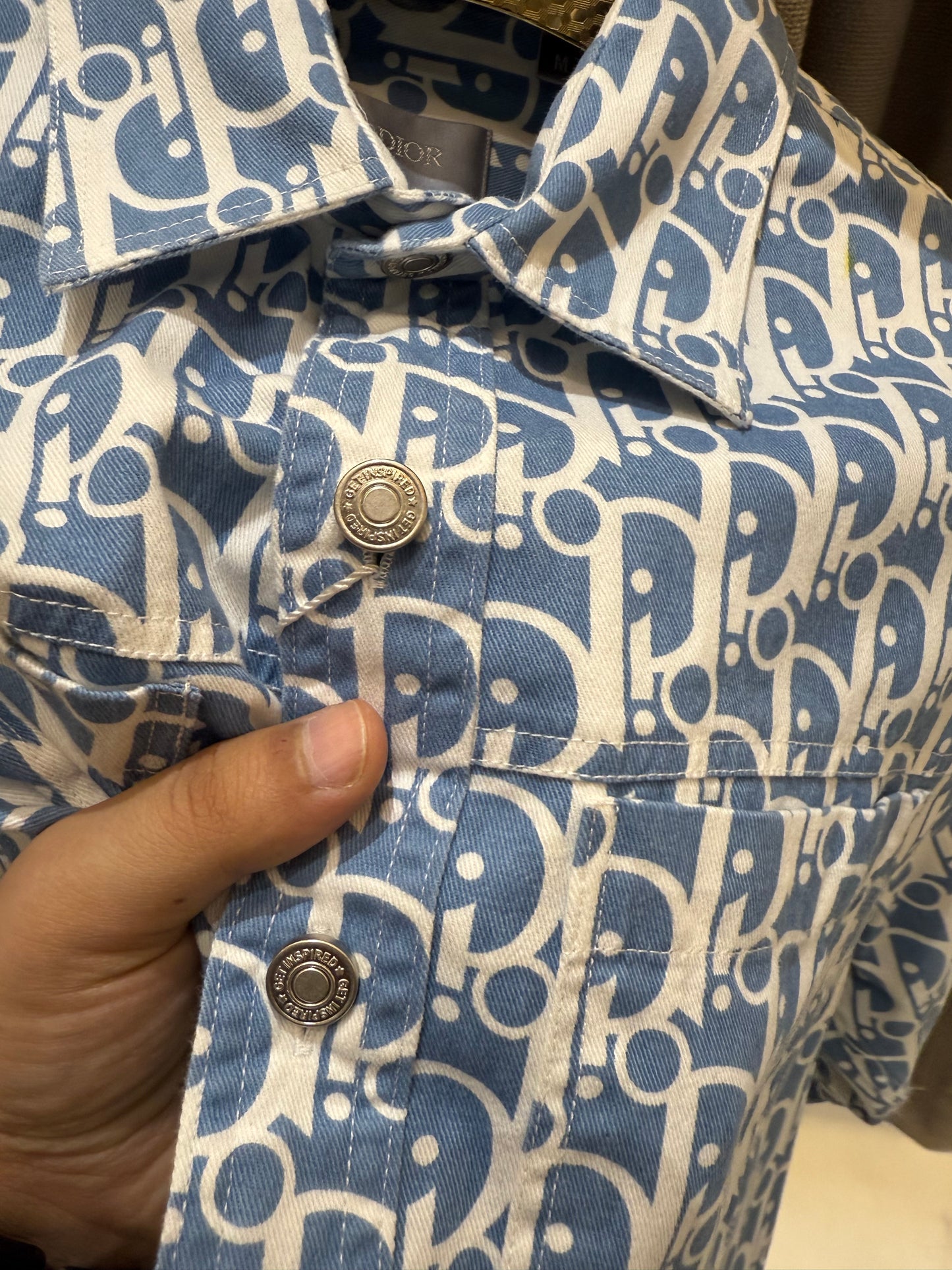 DIOR OBLIQUE IMPORTED SKY DENIM BLUE SHIRT