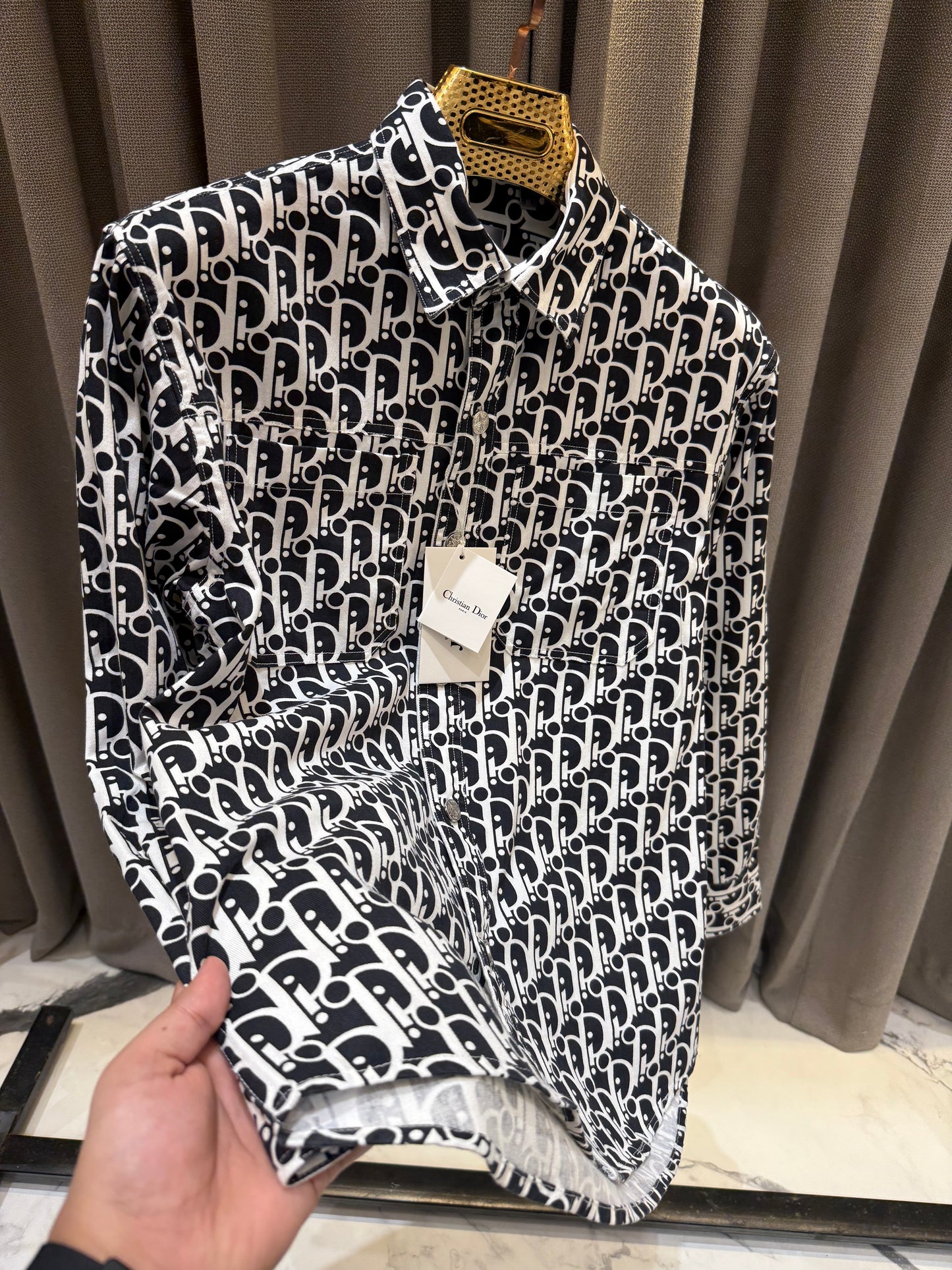 DIOR OBLIQUE IMPORTED BLACK SHIRT